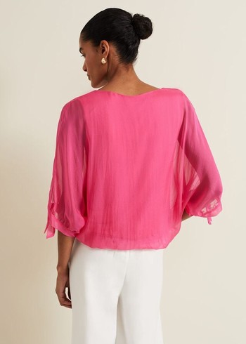 Phase Eight Madison Silk Shirts Pink USA | 9670483-RN